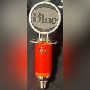 Blue Microphone with Vibrant Orange Body